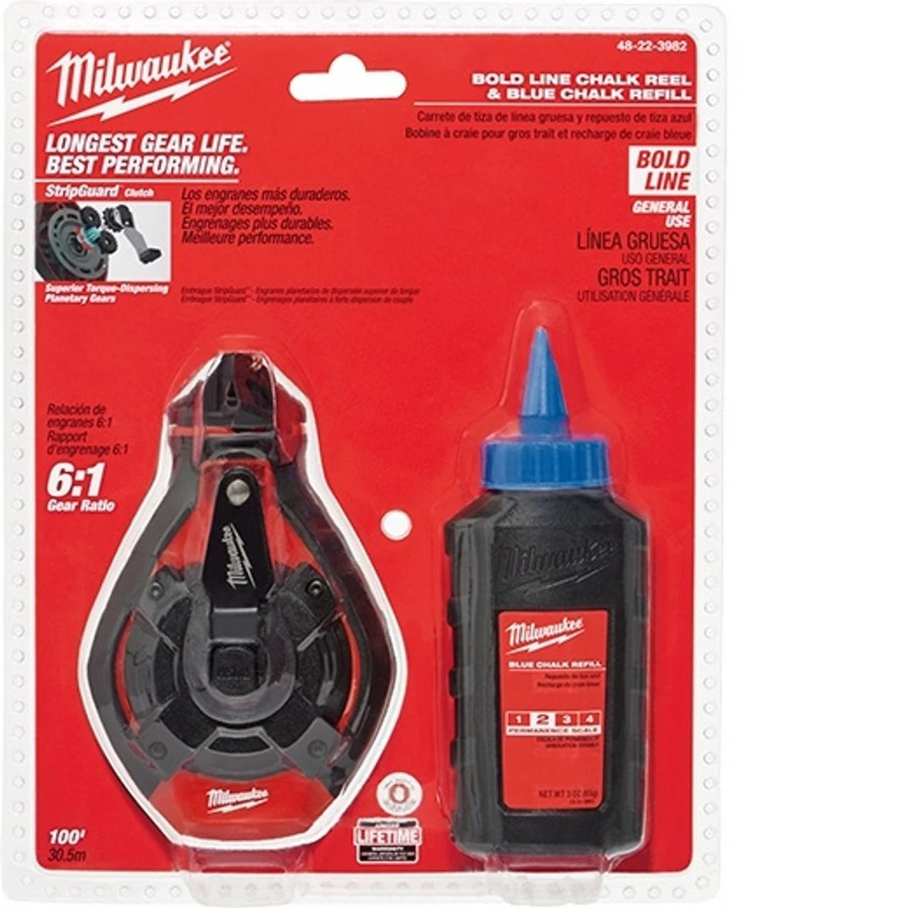 Milwaukee 48-22-3982 100 Ft. Bold Line Kit W/ Blue Chalk 3 Milwaukee 48-22-3982 100 Ft. Bold Line Kit W/ Blue Chalk