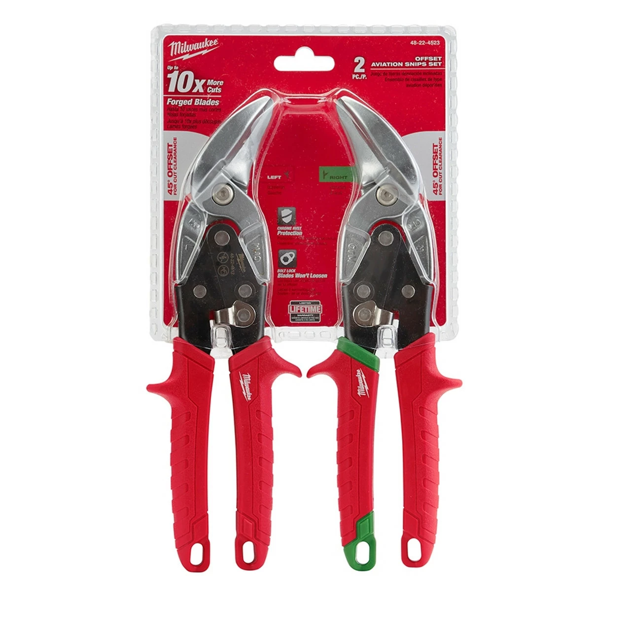 Milwaukee 48-22-4523 2 Pc Offset Aviation Snip Set 3 Milwaukee 48-22-4523 2 Pc Offset Aviation Snip Set