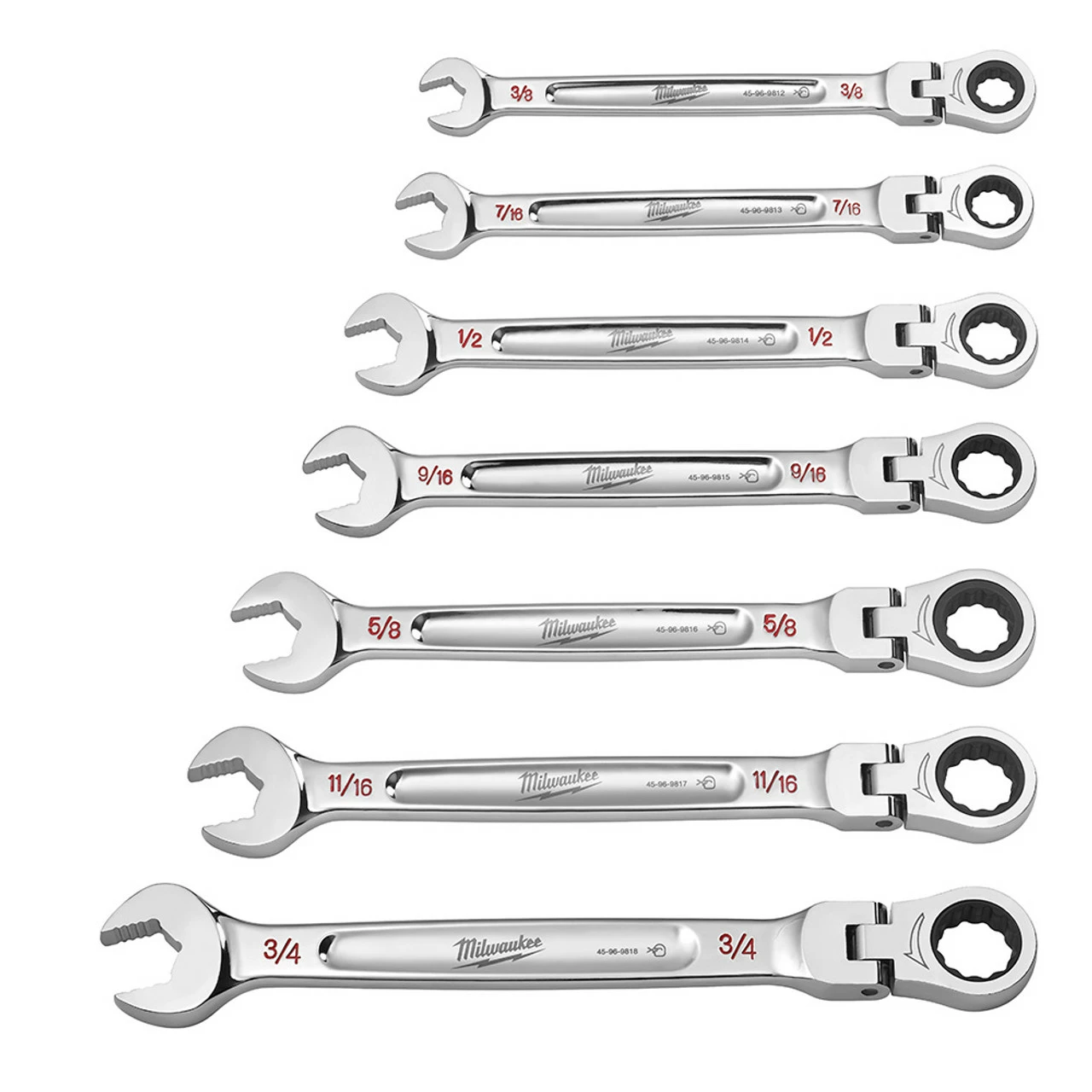 Milwaukee 48-22-9429 7pc SAE Flex Head Combination Wrenches 4 Milwaukee 48-22-9429 7pc SAE Flex Head Combination Wrenches - Image 2