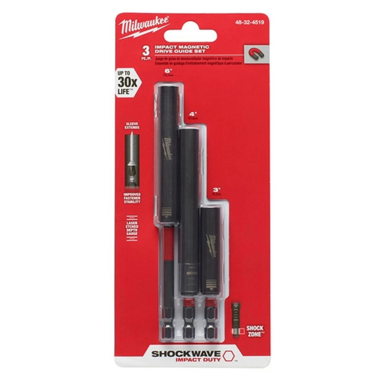 Milwaukee 48-32-4519 SHOCKWAVE 3pc Impact Magnetic Drive Guide Set 3 Milwaukee 48-32-4519 SHOCKWAVE 3pc Impact Magnetic Drive Guide Set