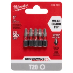 Milwaukee 48-32-4614 SHOCKWAVE 1 In. T20 Impact Bit 5PK