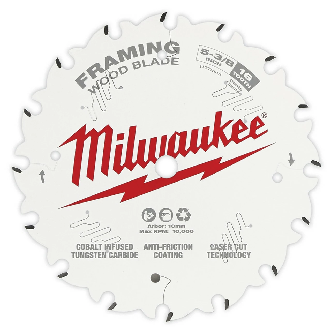 Milwaukee 48-40-0522 5-3/8 In. 16T Framing Circular Saw Blade 3 Milwaukee 48-40-0522 5-3/8 In. 16T Framing Circular Saw Blade