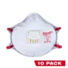 Milwaukee 48-73-4004 10pk N95 Valved Respirator With Gasket -GREATLAKESPOWERTOOLS Sales 48 73 4004 07175.1660136175