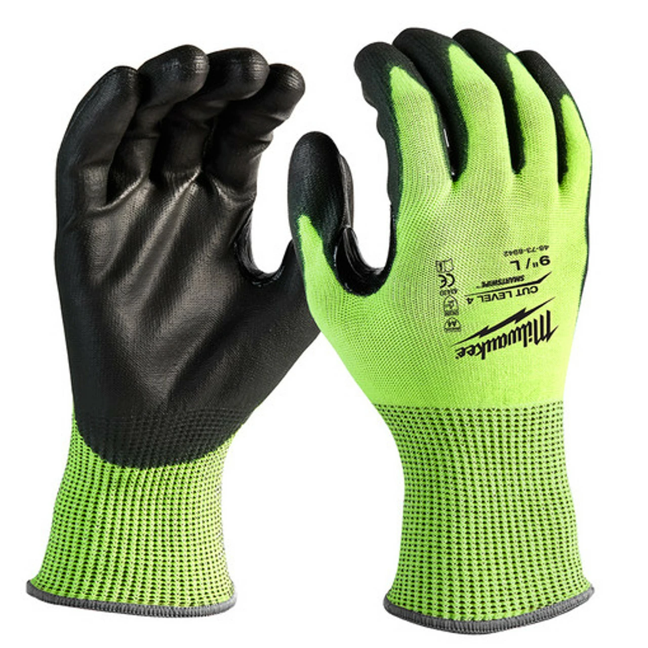 Milwaukee 48-73-8942 High-Visibility Cut Level 4 Polyurethane Dipped Gloves Large 3 Milwaukee 48-73-8942 High-Visibility Cut Level 4 Polyurethane Dipped Gloves Large