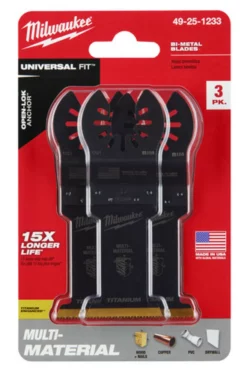 Milwaukee 49-25-1233 OPEN-LOK 1-3/8 In. Titanium Enhanced Bi-Metal Muti-Material Blade 3 Pk