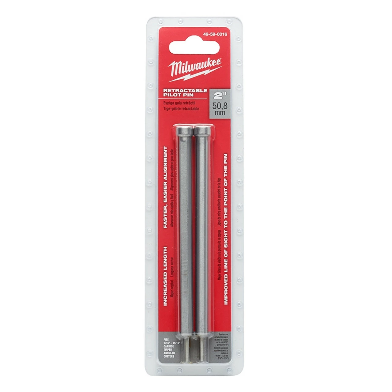 Milwaukee 49-59-0016 Retractable Pilot Pin 2 In. CTC Annular Cutters 3 Milwaukee 49-59-0016 Retractable Pilot Pin 2 In. CTC Annular Cutters