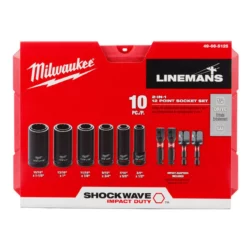 Milwaukee 49-66-5125 SHOCKWAVE Impact Duty Linemans 10pc Socket Set -GREATLAKESPOWERTOOLS Sales 49 66 5125 2 12073.1633721452