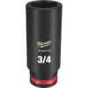 Milwaukee 49-66-6125 SHOCKWAVE Impact Duty 3/8 Drive 3/4 In. Deep 6 Point Socket -GREATLAKESPOWERTOOLS Sales 49 66 6125 12482.1647955895