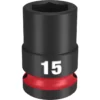 Milwaukee 49-66-6247 SHOCKWAVE Impact Duty 1/2 Drive 15MM Standard 6 Point Socket -GREATLAKESPOWERTOOLS Sales 49 66 6247 77322.1648496674
