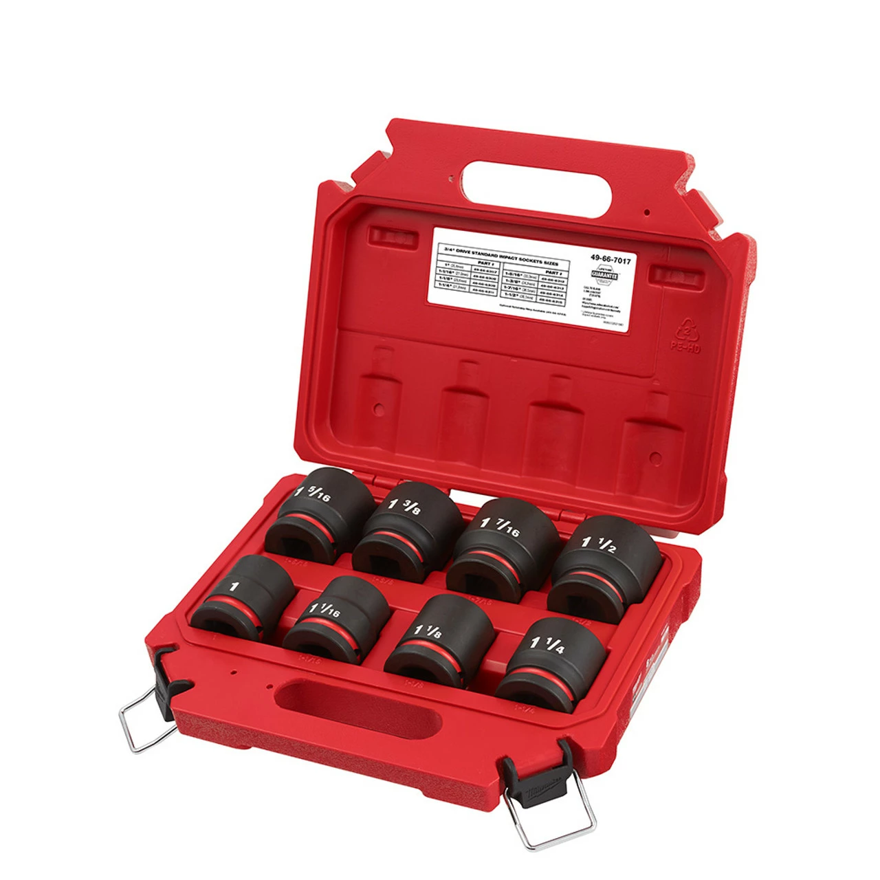 Milwaukee 49-66-7017 8 Pc Impact Duty 3/4 Drive SAE 6 Point Socket Set 3 Milwaukee 49-66-7017 8 Pc Impact Duty 3/4 Drive SAE 6 Point Socket Set