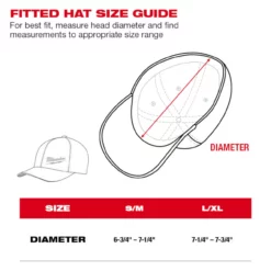 Milwaukee 504R-LXL Red Fitted Hat L/XL 7 Milwaukee 504R-LXL Red Fitted Hat L/XL -GREATLAKESPOWERTOOLS Sales Fitted Hat Sizing Guide 73608.1667568232.1280.1280 01419.1667568561